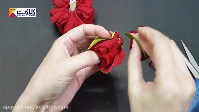 آموزش دوخت گل با پارچه کرپ برای تزیین روی لباس یا تل 
