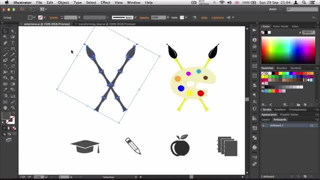 12- گروه کردن، جدا کردن و اندازه در Adobe Illustrator