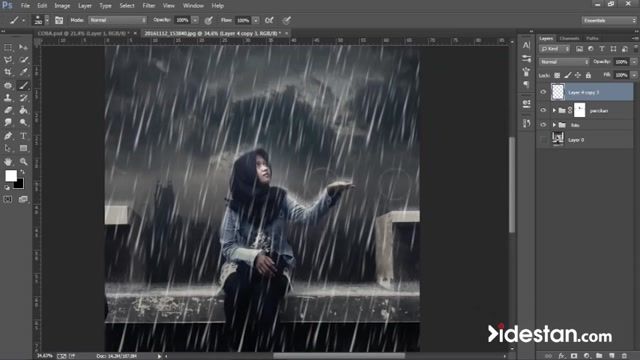 آموزش افکت بارانی با ظاهر واقعی تصویر با Photoshop