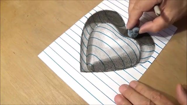 آموزش طراحی 3بعدی قلبی که در صفحه کاغذ فرو رفته است