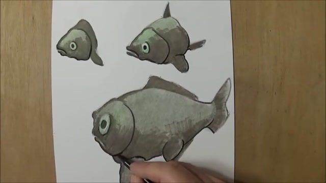 آموزش کشیدن نقاشی 3بعدی با طرح بسیار زیبای سه ماهی 