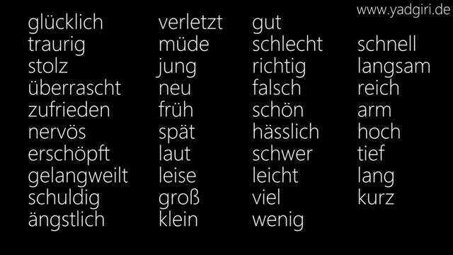 یادگیری و حفظ لغات آلمانی با روزی 10 کلمه - صفت‌های مهم