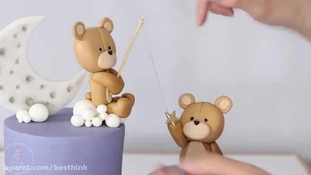 روش ساده تزیین کیک برای تولد کودکان در خانه ( شکل خرس و ماه )
