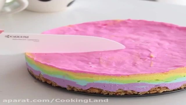 آموزش جالب چیز کیک رنگین کمانی بدون نیاز به پختن