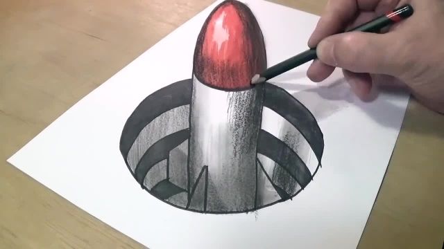 نحوه رسم حرفه ای نقاشی سه بعدی موشک با روش آسان