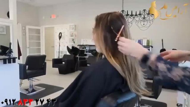 کلیپ آموزش رنگ کردن ریشه مو + آرایش مو با اکستنشن 