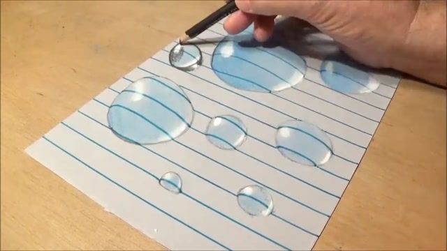 آموزش طراحی حرفه ایی 3D قطرات آب شناور بر روی کاغذ 