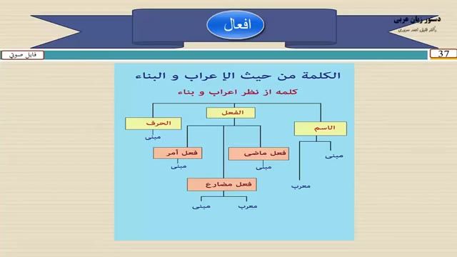 آموزش کامل دستور زبان عربی - درس 37  - افعال "کلمه از نظر اعراب " در زبان عربی 