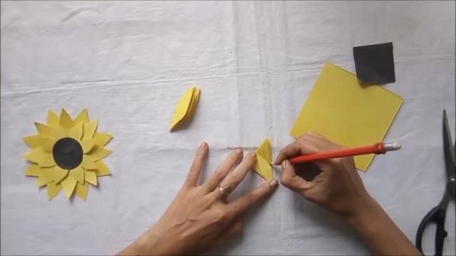 آموزش ساده اوریگامی ساخت  گل آفتابگردان