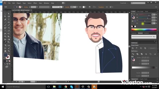 آموزش طراحی چهره روی عکس با ابزار کنترل رنگ و فیلتر گرافیکیAdobe Illustrator