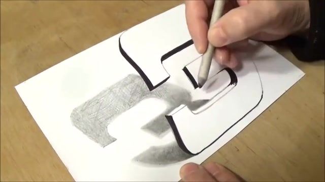 آموزش نقاشی کشیدن 3بعدی عدد سه انگلیسی فقط با یک مداد ساده