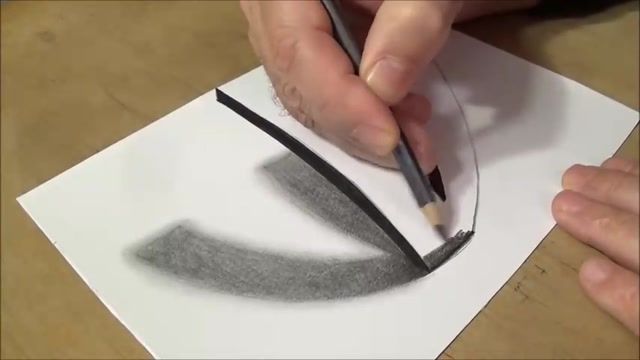 نحوی طراحی کردن 3بعدی حرف V انگلیسی با یک مداد سیاه ساده 