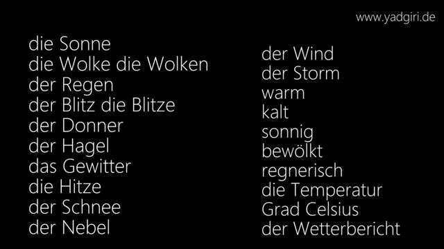 یادگیری و حفظ لغات آلمانی با روزی 10 کلمه - اخبار آب و هوا