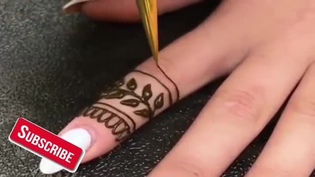آموزش حنا هندی روی دست مدل بند انگشتی به سبک عربی
