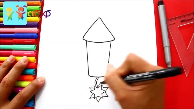یادگیری آسان نقاشی به کودکان (کشیدن موشک بازیگوش)