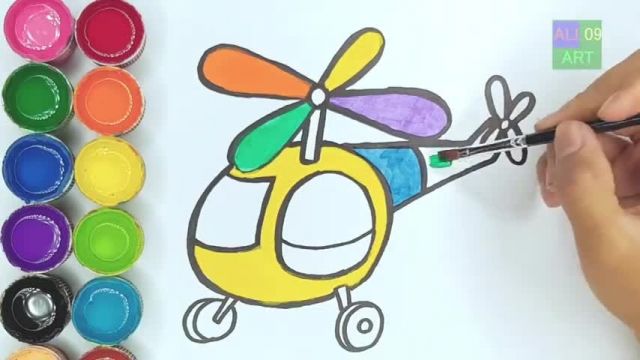 آموزش نقاشی به کودکان - کشیدن هلیکوپتر زیبا 
