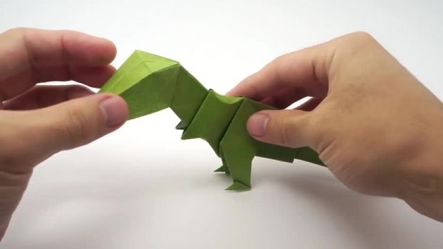 آموزش  متفاوت و جالب اوریگامی ساخت سر دایناسور سه بعدی