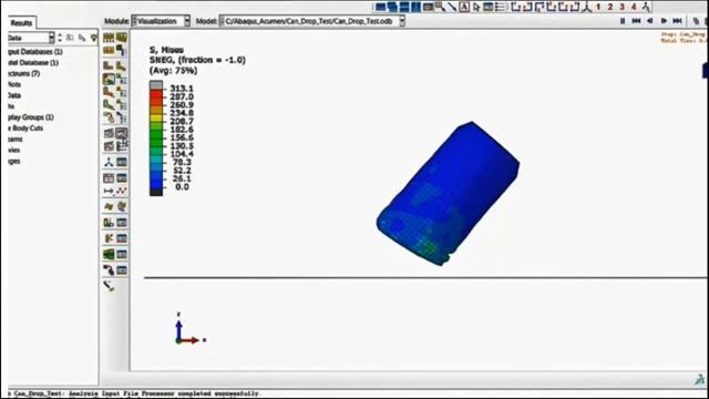 شبیه‌سازی سقوط قوطی نوشابه در فضای لاگرانژی در ABAQUS