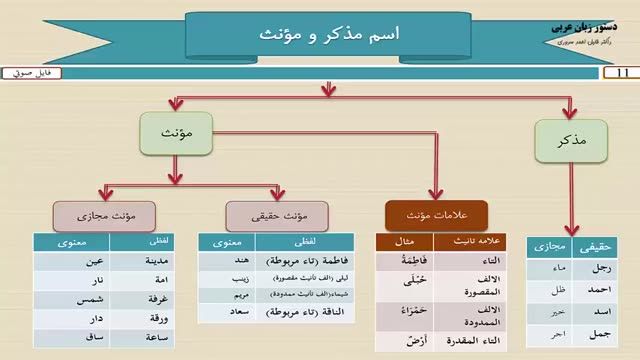 آموزش کامل دستور زبان عربی - درس 11  - اسم مذکر و مونث در زبان عربی 