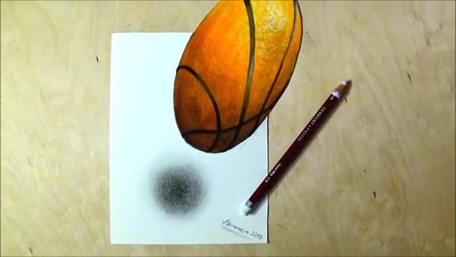 آموزش نقاشی 3بعدی : کشیدن توپ بسکتبال 3بعدی  
