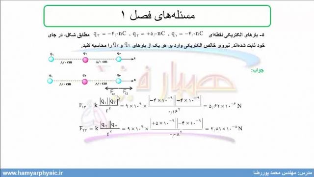 جلسه 18 فیزیک یازدهم- حل مسئله 5 و 6 آخر فصل 1 - مدرس محمد پوررضا
