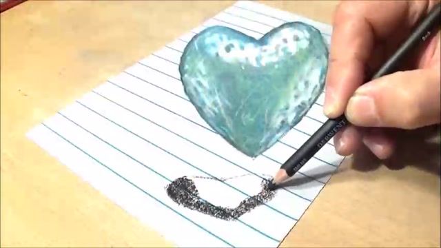 آموزش طراحی 3بعدی یک قلب یخی با مداد و کاغذ ساده 