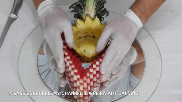 آموزش میوه آرایی شیک و خاص با هندوانه و آناناس