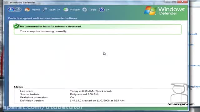 آموزش جامع ویندوز ویستا (Windows Vista) - درس 43 - پروگرام پدافند Defender