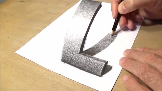 آموزش طراحی 3بعدی حرف L بر روی کاغذ 