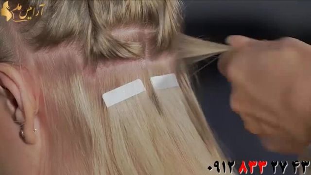فیلم آموزش اکستنشن مو چسبی با ابزار