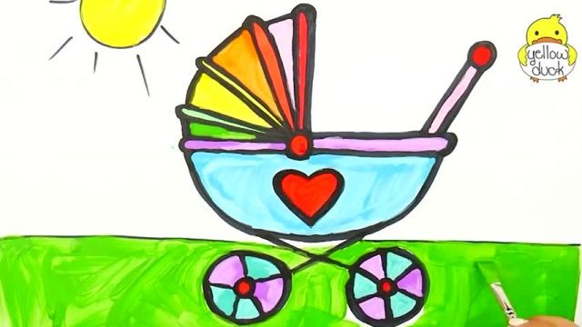 آموزش نقاشی به کودکان - کشیدن کالسکه کودک