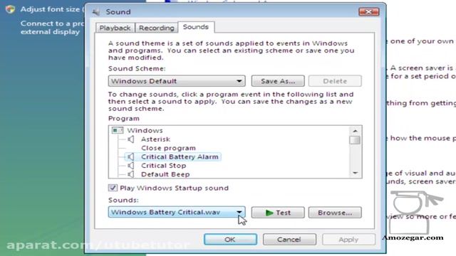 آموزش جامع ویندوز ویستا (Windows Vista) - درس 13 - صداهای ویندوز Windows Sound 