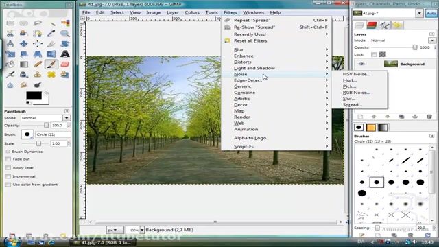 آموزش رایگان ویرایش عکس با گیمپ (Gimp) - درس 76 - فیلتر گسترش Spread filter