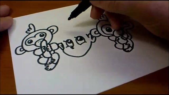 ایده جالب برای تغییر دادن حروف کلمه fingerlings به یک نقاشی کارتونی قشنگ 