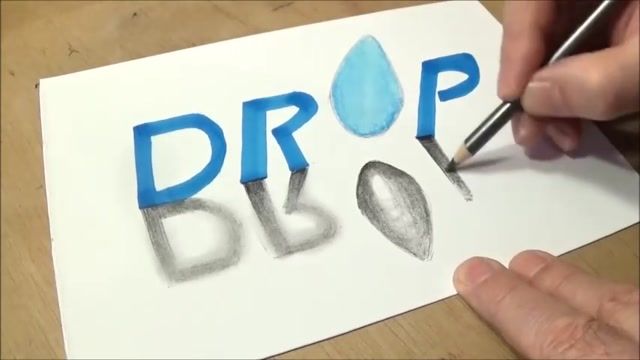 آموزش نقاشی کردن کلمه drop با طرحی 3بعدی 