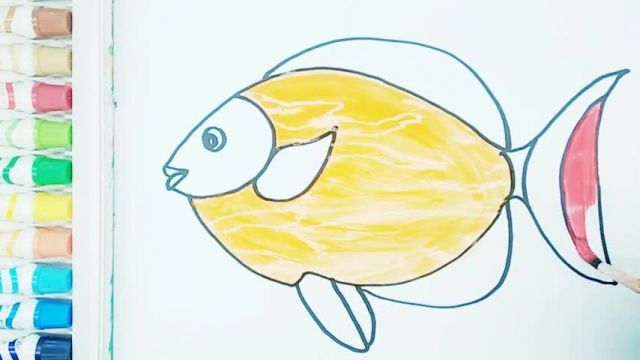 آموزش نقاشی به کودکان - کشیدن ماهی طلایی