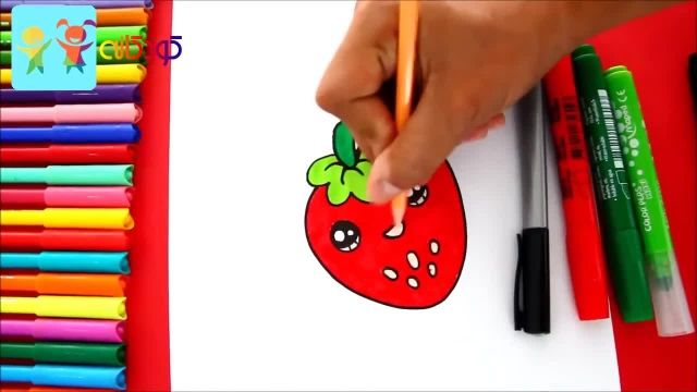 کلیپ آموزش رنگ آمیزی و نقاشی شخصیت‌ کارتونی توت فرنگی کوچولو