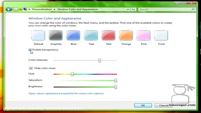آموزش جامع ویندوز ویستا (Windows Vista) - درس 15 - تنظیمات رنگ Windows Color