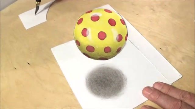 نقاشی های 3بعدی : آموزش نقاشی کردن یک توپ بامزه 3بعدی 