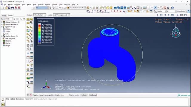 شبیه‌سازی جریان آب درون لوله در ABAQUS