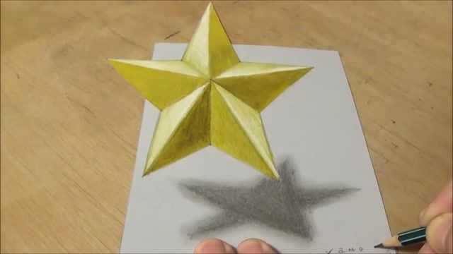 آموزش نقاشی کردن 3بعدی یک ستاره شناور بر روی کاغذ