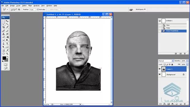 آموزش فتوشاپ (Photoshop) - تکنیک های حرفه ای فتوشاپ - ساخت مجسمه سنگی از چهره