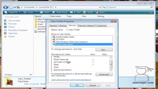 آموزش جامع ویندوز ویستا (Windows Vista) - درس 40 - کنترل کاربر بر فایل و پوشه 