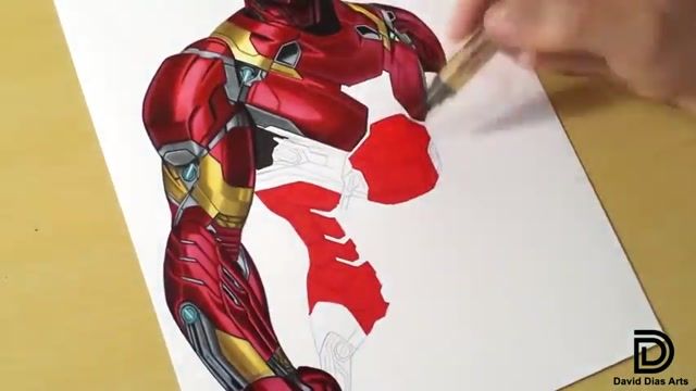 آموزش نقاشی با مداد رنگی : نقاشی کشیدن آدم آهنی Iron Man