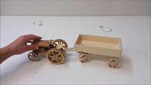 الگوی ساخت آسان یک تراکتور چوبی به عنوان کاردستی کودکان